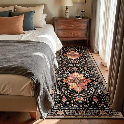 RELEANY Washable Area Rug, Runner 3'x8', Black/Colorful - Image 2