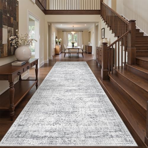 4x10 Runner Rug Non Slip,Washable Hallway Runner Rug,Grey - Image 3