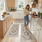 Madane Washable Kitchen Rug Set of 3 Small Area Rugs Non-Slip Turmeric/Grey - Image 2