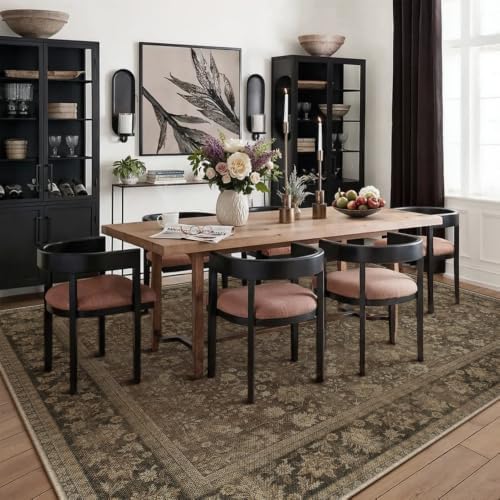 HUGEAR 6x9 Brown Linen Look Washable Area Rug for Living Room - Image 3