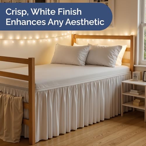 CGK Linens Dorm Room Bed Skirt Twin XL - Dorm Room Essentials - 40" White - Image 6