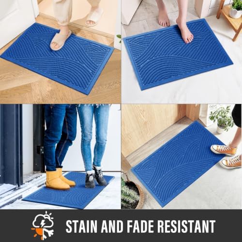 HIYARD Sturdy Front Door Mat, Absorbent Muddy Dirt Resist Welcome Door Mats Outdoor Indoor, Stain and Fade Resistant, Non-Slip Backing Entry Mat Low Profile Doormat for Entryway, 29×17, Royal Blue - Image 4