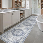 Madane Washable Runner Rugs 2x12 Long for Hallway Kitchen Soft, Navy/White - Image 4