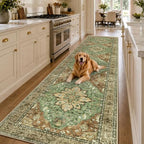 RELEANY Washable Area Rug, Runner 3'x12', Brick/Brown/Green - Image 2