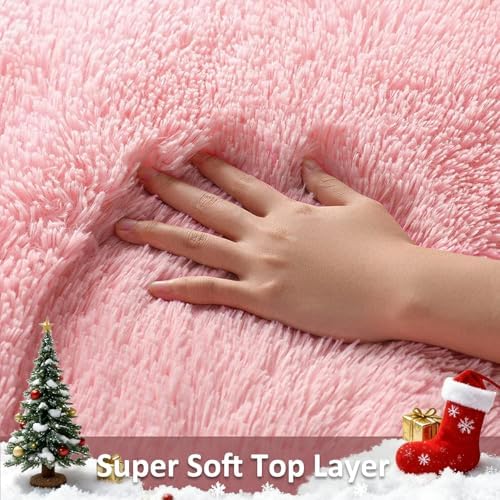 Ophanie Pink Area Rugs for Bedroom Girls, 5x8 Kids Fluffy Fuzzy Furry Shag Carpet, Plush Soft Cute Baby Shaggy Bedside Indoor Floor Rug for Teen Dorm Decor, Nursery with Over 99 pcs Pile fibers - Image 2
