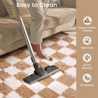 Ophanie Checkered Beige & White Rug for Living Room Bedroom,Fluffy Soft Cute Fuzzy Area Rugs,Shag Plush Shaggy Bedside Floor 4x6 Furry Carpet Kids Baby Teen Dorm Decor with Over 99 pcs Pile fibers - Image 6