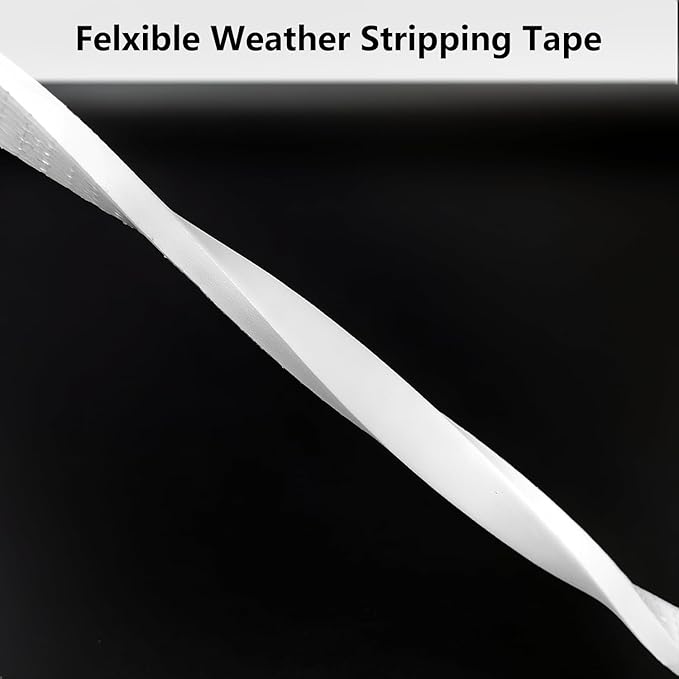 Weather Stripping Door Seal Strip, Strong Adhesive, Weatherproof, Reduce Noise, Gap Filler, Foam Insulation Tape for Doors and Windows (1/2 in x 1/4 in x 13 Ft), White