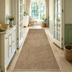 Washable 2x6 ft Textured Printing Runner Rug Brown Yellow Low‑Pile - Image 4