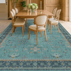 Boho 8x10 Large Teal Green Rugs for Living Room - Vibrant Turquoise Rug for Bedroom under Bed, Dining Room under Kitchen Table, Washable Soft Non Slip Unique Aqua Colorful Indoor Décor teal area rug - Image 3