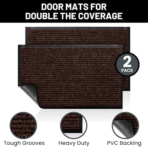 Front Door Mat, Indoor Outdoor Welcome Entryway Doormat, 48x36 Dark Brown - Image 2
