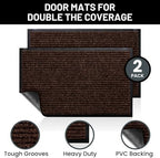 Front Door Mat, Indoor Outdoor Welcome Entryway Doormat, 30x17 Dark Brown - Image 2