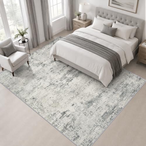 Area Rug Living Room: 8x8 Modern Washable Indoor Soft Carpet Gray - Image 3