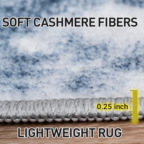 8x10 Area Rugs for Living Room: Washable Abstract Blue White Bedroom Carpet - Image 7