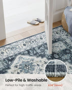 Amada Large 9x12 Washable Area Rug for Living Room, Navy/Blue, Vintage - Image 6