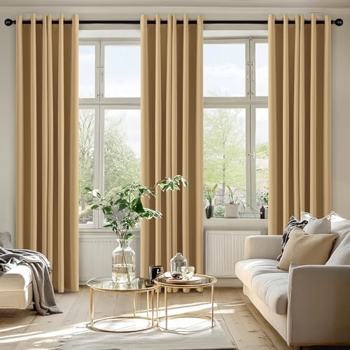 MIULEE Blackout Curtains for Bedroom 2 Panels 40 x 72 Inch Long Gold - Image 6
