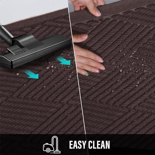 HIYARD Sturdy Front Door Mat, Absorbent Muddy Dirt Resist Welcome Door Mats Outdoor Indoor, Stain and Fade Resistant, Non-Slip Rubber Backing Low Profile Doormat for Entryway, 36×24, Coffee - Image 7