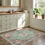 2x3 Area Rugs Living Room: Washable Rug for Bedroom Brown Green - Image 4