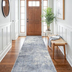 Abstract 3x10 Kitchen Rug Runners: Washable 10ft Hardwood Floor Mat Bathroom Living Room Bedroom Beside Mat Non-Slip Hallway Entry Area Rug Soft Indoor Farmhouse Carpet for Families(3x10,Blue/Ivory) - Image 4