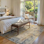 Area Rug 4x6 Beige Rug Washable Boho Rugs Non Slip Low Pile Abstract Small Carpet for Entryway, Bedroom, Kitchen, Classroom, Kids Room, Office, Dorm, Dining Room Light Tan - Image 3
