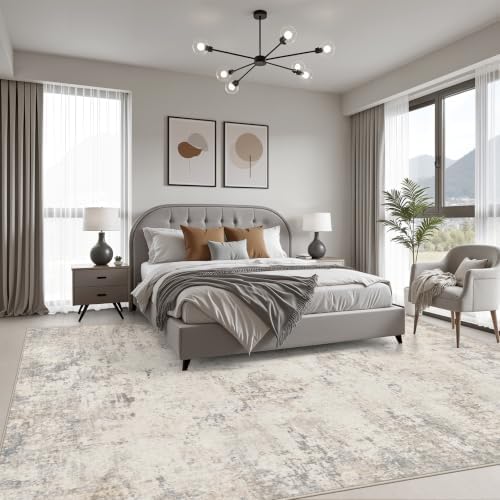 Area Rug Living Room: 4x6 Modern Washable Soft Carpet Brown Beige - Image 3