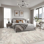 Area Rug Living Room: 4x6 Modern Washable Soft Carpet Brown Beige - Image 3