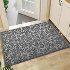 Bulijojo Sturdy Front Entrance Doormats,Durable Heavy Duty Welcome Mat,Thick Absorbent Natural Rubber Non Slip Mat,Easy Clean Entryway Mat Leaves Grey, 47" x 32" by ShowYourStyle