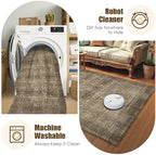Washable Area Rug 3' x 5 ' Vintage Traditional Persian Mat - Foldable Distressed Non-Slip Machine Washable Carpet for Living Room Bedroom Kitchen Home Decor - Mocha and Taupe - Image 7