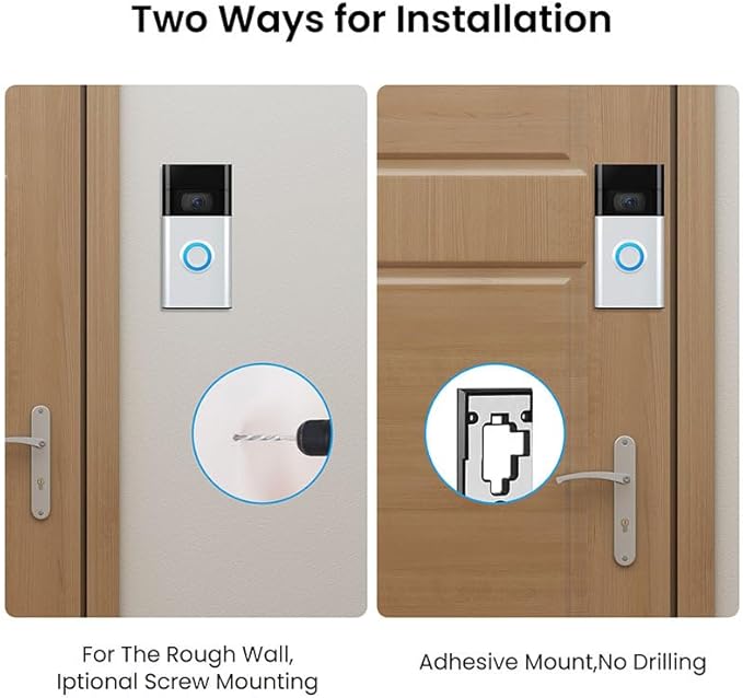 No-Drill Adhesive Mount for Ring Video Doorbell, Doorbell Bracket for Home Apartments Office ( for Ring Video Doorbell (2nd Generation - 2020 Release))