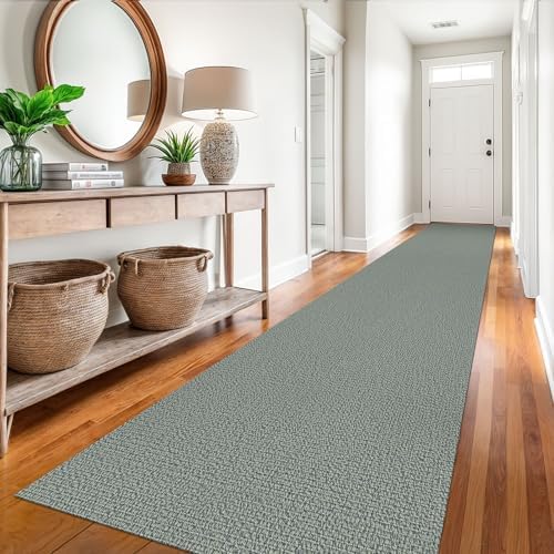 EARTHALL Washable Runner Rug, Non Slip Hallway Runner, 3x16 Ft, Green/Grey - Image 5