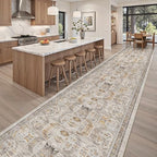Madane Hallway Runner Rug 3x20 Washable Kitchen Runners 20ft, Brown/Gold - Image 3