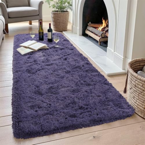 2x6 Taro Purple Fluffy Soft Runner Rug Non-Slip for Bedroom Dorm Hallway - Image 4