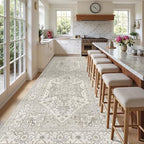 Madane 4x10 Wide Hallway Runner Rug Washable for Living Room, Beige/Brown - Image 2