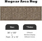 HUGEAR 3x10 Brown Vintage Floral Washable Runner Rug for Hallway - Image 2