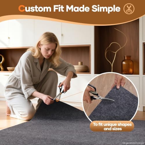 Veken Non Slip Cushioned Rug Pad Gripper, Felt and Silicone Backing, 2 x 6 Ft, 1/4 inch Thick Runner Carpet Liner Protector Mat for Area Rugs and Hardwood Floors, with 99 Pcs Anti-Slip Strips Pattern - Image 7