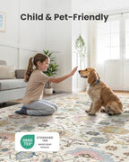 Amada Vintage Washable Area Rug,9'x12',Beige/Multi - Image 7