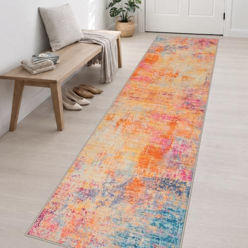 2.6x14 Washable Runner Rug:Modern Abstract Soft Carpet Galaxy Haze - Image 3