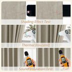 Guken Extra Long 100% Blackout Linen Curtains 120 Inches Grey Flax - Image 5