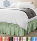 Wrap Around Queen Bed Skirt, Easy Fit Elastic Belt, 16 Inch Drop, Sage by UTOPIABEDDING