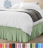 Wrap Around Queen Bed Skirt, Easy Fit Elastic Belt, 16 Inch Drop, Sage by UTOPIABEDDING