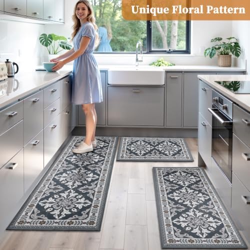 3 Piece Kitchen Rugs Set, Non Slip Washable Floor Mats with Water Absorbent - Image 6