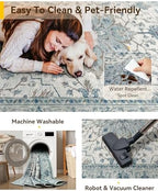 RELEANY Washable Area Rug, 5'x8', Blue/White/Gray - Image 6