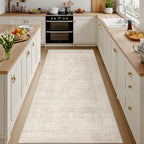 4x8 Area Rugs Living Room: Bedroom Neutral Washable Carpet Beige by Luxturiy