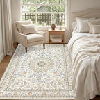 5x7 Area Rugs Living Room: Washable Vintage Rug for Bedroom Beige - Image 4