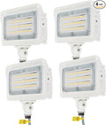 kadision LED Flood Light 50W/40W/30W, 3CCT 3000K/4000K/5000K Selectable, Dusk-to-Dawn Photocell, IP65 Waterproof Adjustable Knuckle Mount Security Lights, 100-277V ETL Listed, White 4 Pack