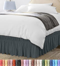 Wrap Around Twin Bed Skirt, Easy Fit Elastic Belt, 16 Inch Drop, Grey by UTOPIABEDDING