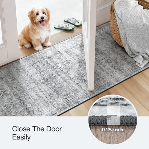 Lofus 2X6 Area Rugs for Hallways, Grey Washable Non-Slip Kitchen Runner Rug - Image 6