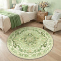 RELEANY Washable Area Rug, Round 4ft, Green/Yellow by RELEANY