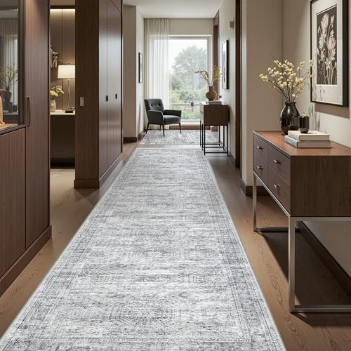 2'6 x 12' Runner Rug Non Slip,Washable Kitchen Rugs,Grey - Image 5