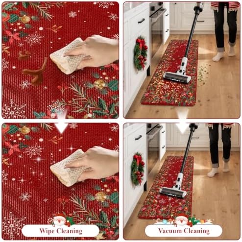 KIMODE Christmas Decor Kitchen Mats for Floor Anti Fatigue Cushioned, Red - Image 6