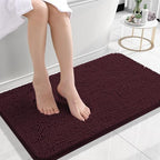 OLANLY Small Bathroom Rugs 24x16, Extra Soft Absorbent Chenille Bath Rugs, Rubber Backing Quick Dry, Machine Washable Bath Mats for Bathroom Floor, Tub and Shower, Home Decor Accessories, Black Cherry by OLANLY